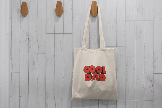 Cool Dad Tote Bag – Bold Red Typography Canvas Bag for Father’s Day Gift