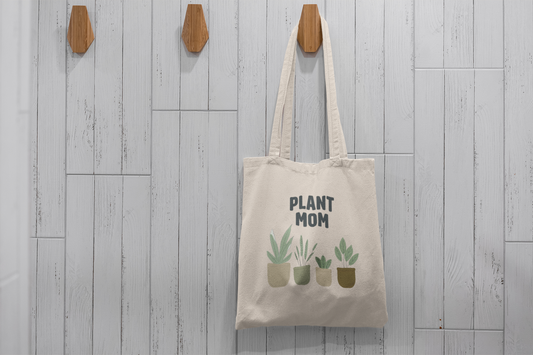 Plant Mom Tote Bag – Cute Canvas Bag for Plant Lovers, Garden Gift Idea