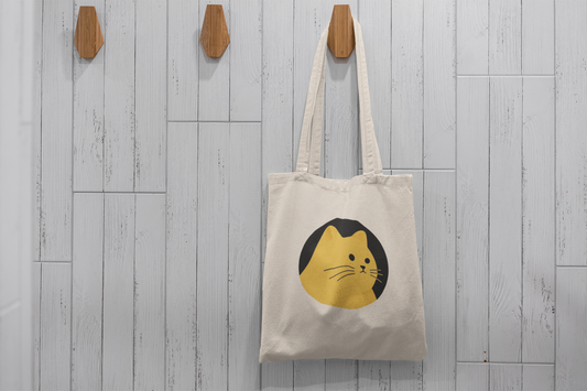 Cute Orange Cat Tote Bag – Minimalist Cat Lover Gift, Aesthetic Kitty Canvas Bag