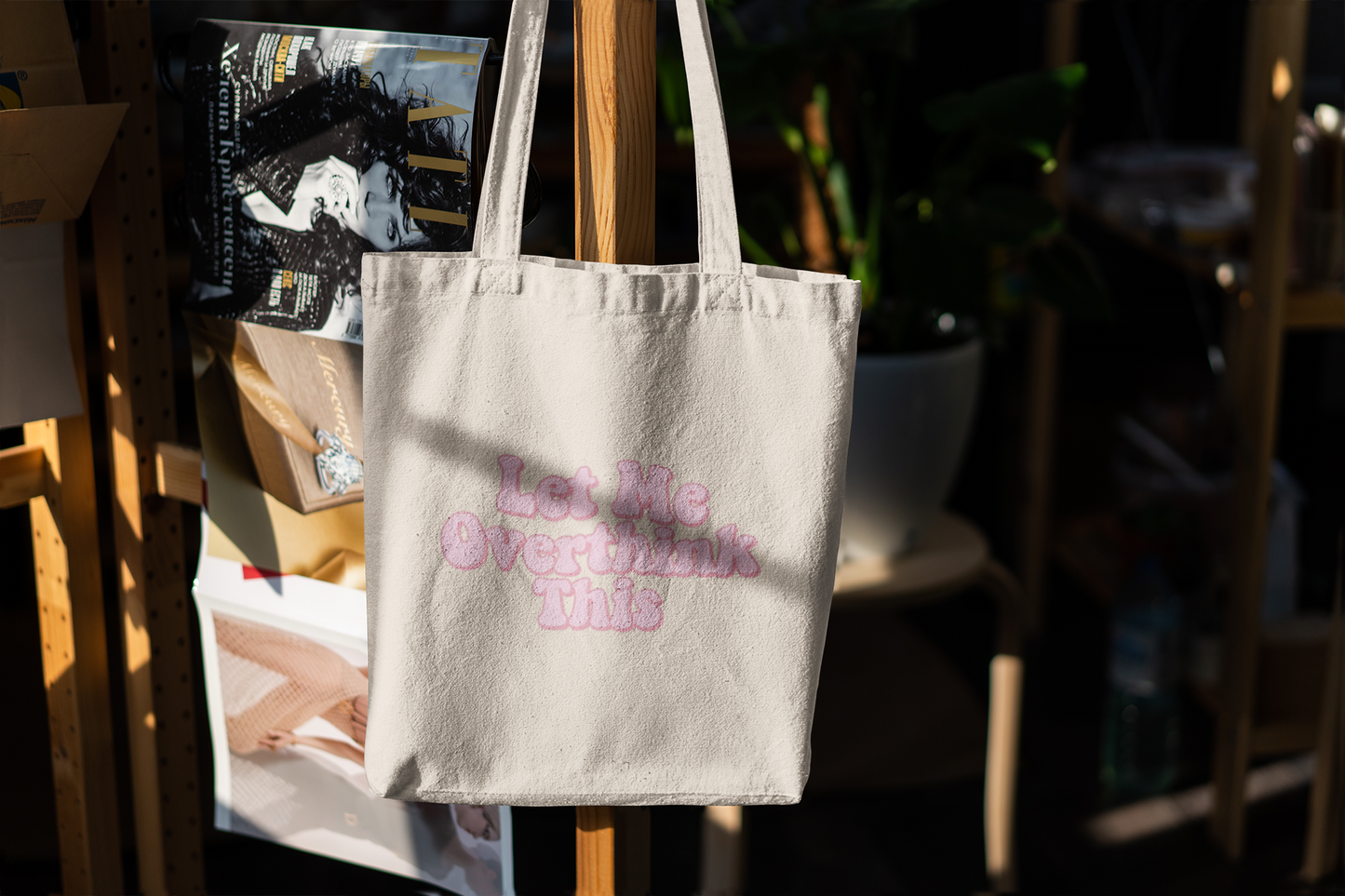 Let Me Overthink This Tote Bag – Funny Anxiety Quote Canvas Bag for Overthinkers