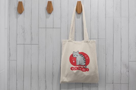 Sad Cat Canvas Tote Bag – Cute Emotional Cat Lover Gift | Eco-Friendly Reusable Shopping Bag