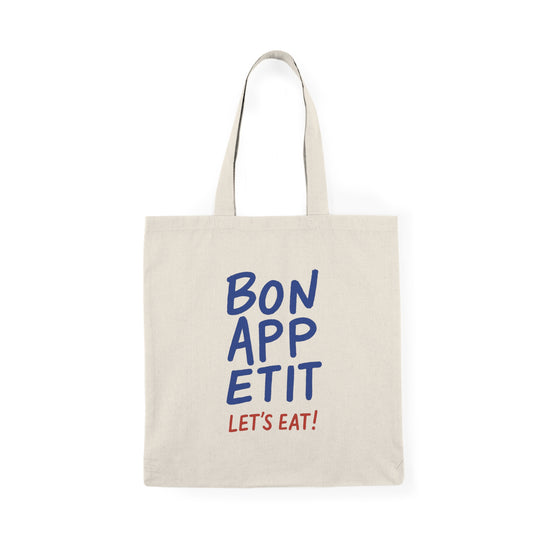 Bon Appetit Tote Bag – Fun Kitchen Canvas Tote with 'Let's Eat!' Slogan