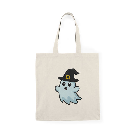 Cute Ghost Witch Tote Bag – Kawaii Halloween Canvas Bag for Spooky Season Lovers