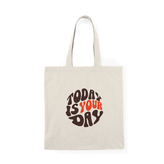 Today Is Your Day Tote Bag – Retro Motivational Canvas Bag with Groovy Typography