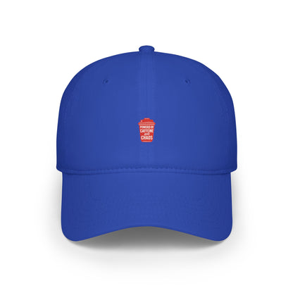 Powered By Caffeine And Chaos Baseball Hat