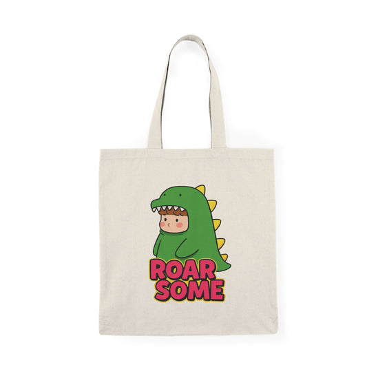 Roarsome Dinosaur Kids Tote Bag – Cute Dino Costume Canvas Tote for Kids & Adults