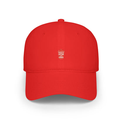Powered By Caffeine And Chaos Baseball Hat