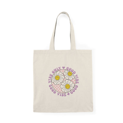 Good Vibes Only Smiley Flower Tote Bag